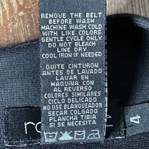 Roulette Black Gray Colorblock Side Panels Short Cap Sleeves Belted Dress Size 4 - Picture 8 of 15